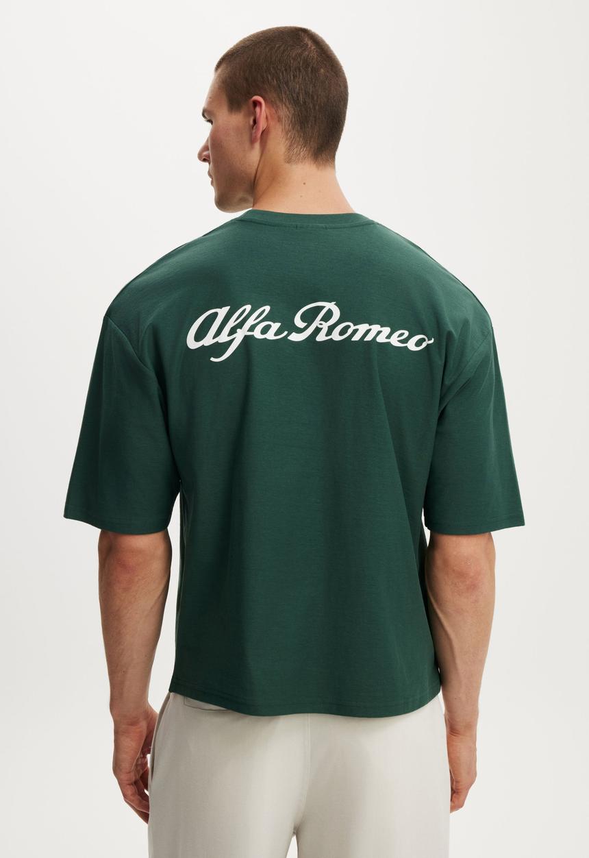 Cropped Fit Alfa Romeo T-Shirt - Lcn Alf Pineneedle Green / Una