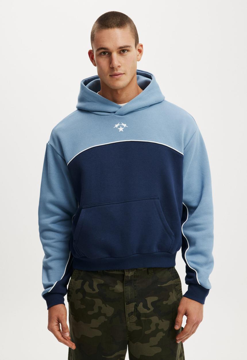 Cropped Fit Graphic Hoodie - Chalk Blue/Panel