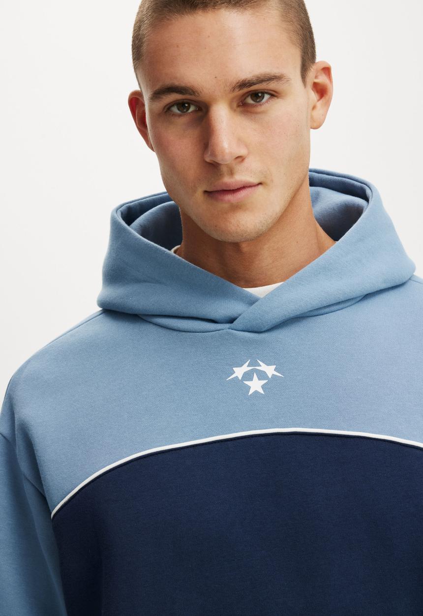 Cotton On - Cropped Fit Graphic Hoodie - Chalk Blue/Panel