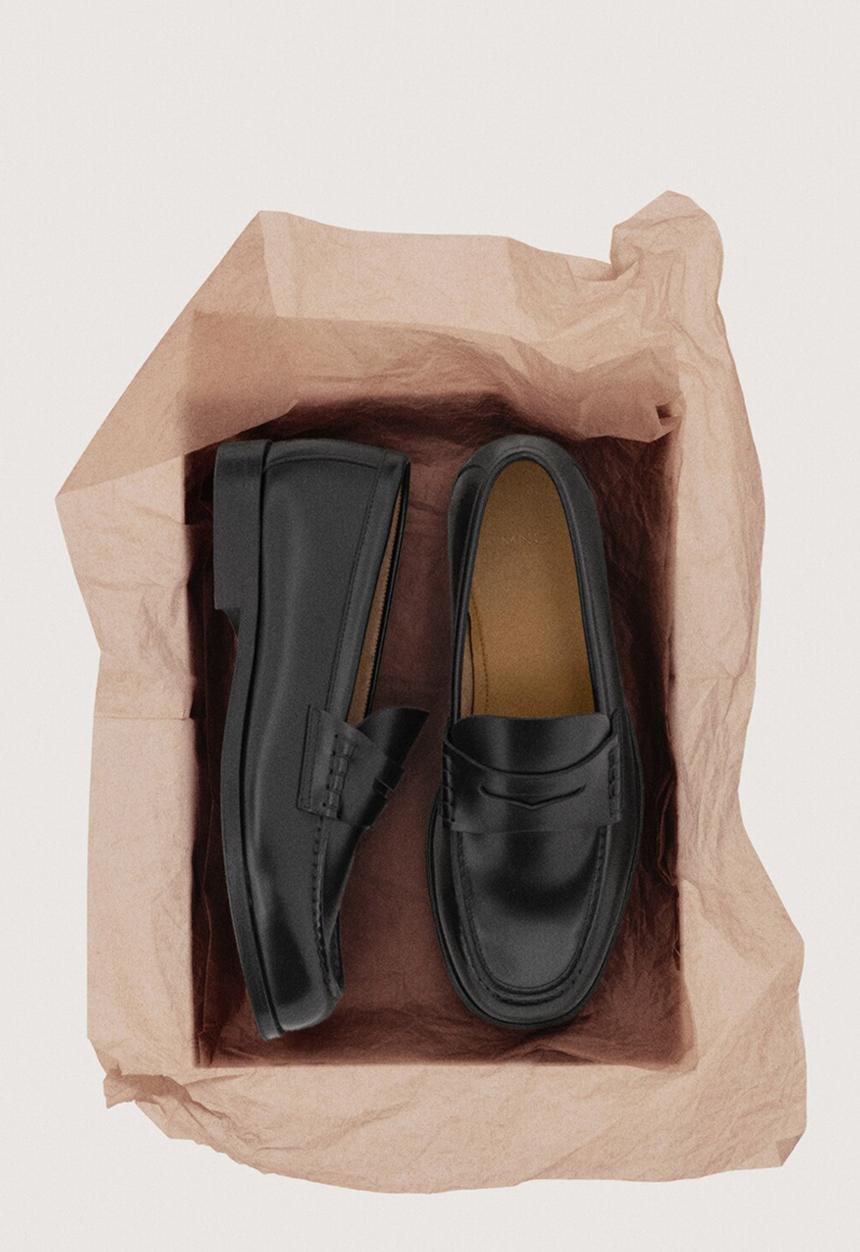 MANGO - Mocasin loafer - black leather