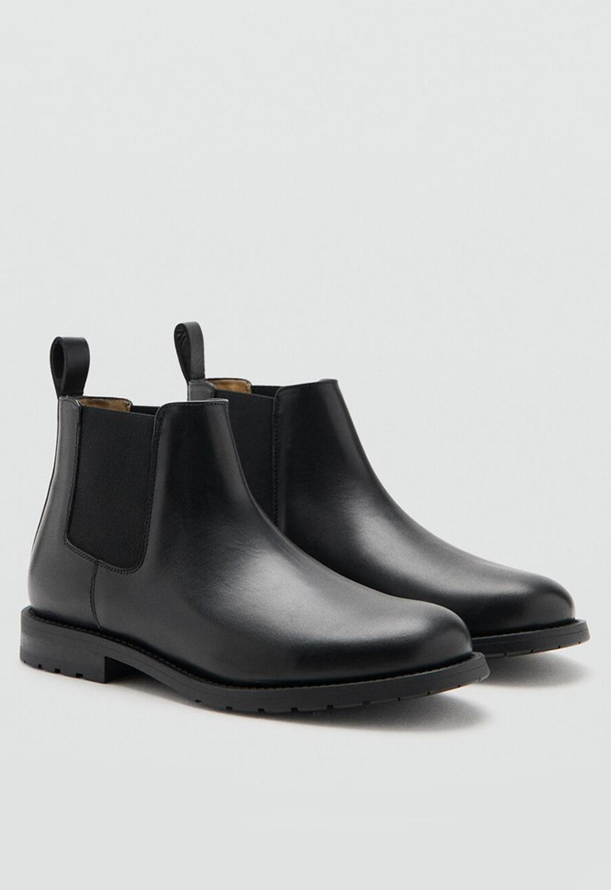 MANGO - Track ankle boot - black leather