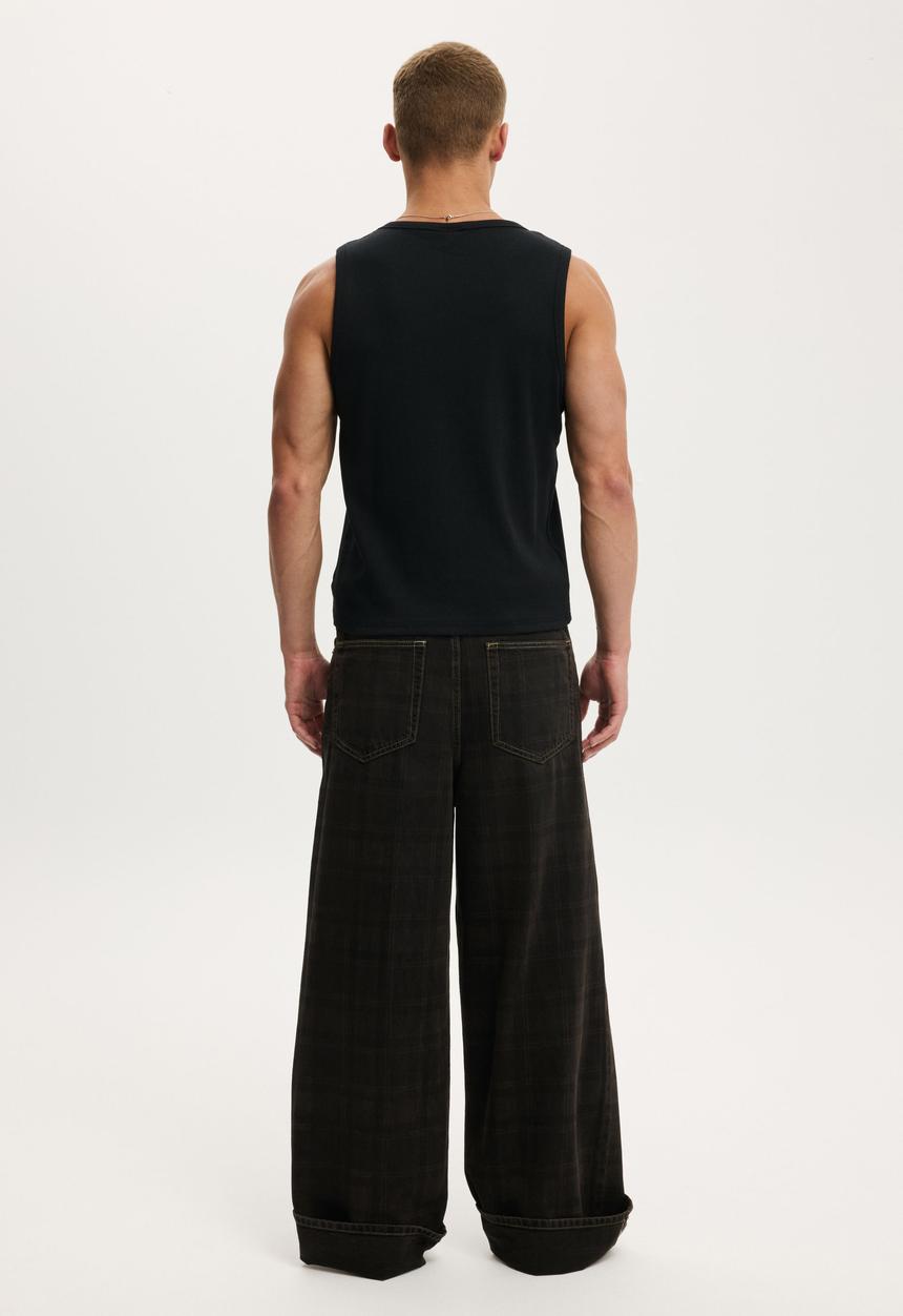 Cotton On - Super Baggy Jean - Deceiver Overdye Check