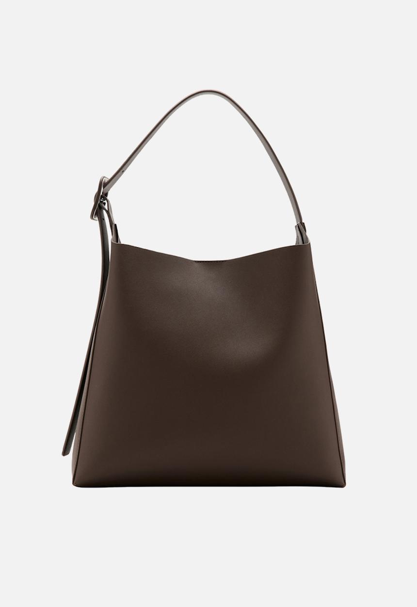 MANGO - Winnie shoulder bag - dark brown
