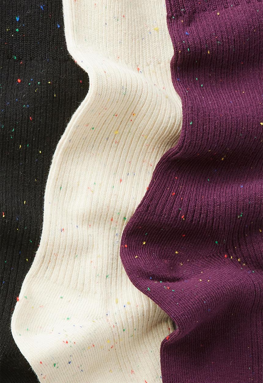 Cotton On - 3 Pack Easy Socks - Vintage Bone Fleck/Black Fleck/Eggplant Fleck