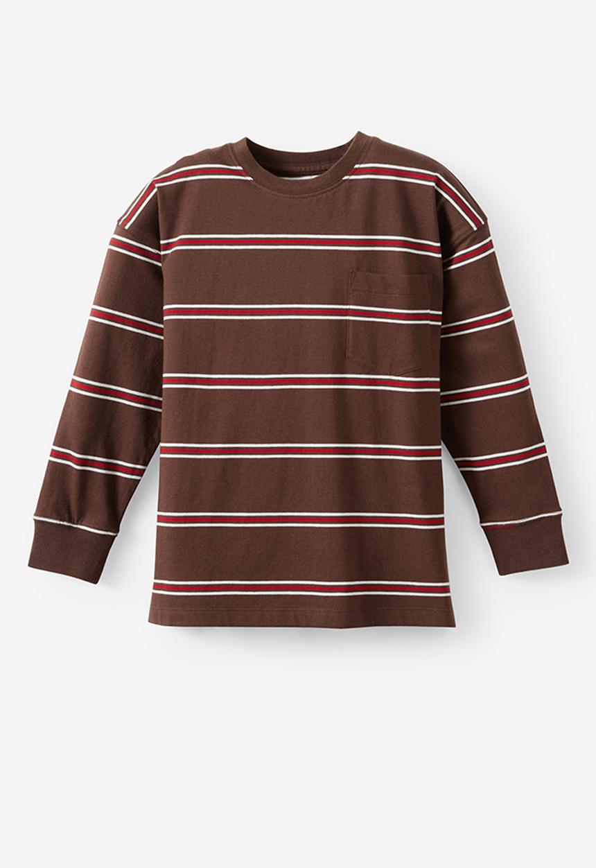 Cotton On - The essential long sleeve tee - rocky road/heritage red/vanilla stripe