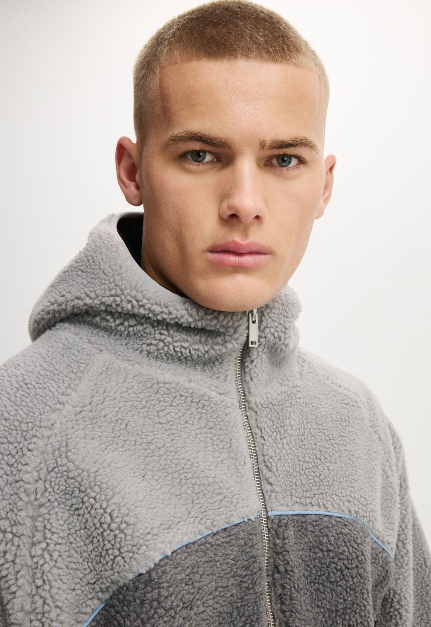 Cotton On - Hooded Teddy Jacket - Grey Panel