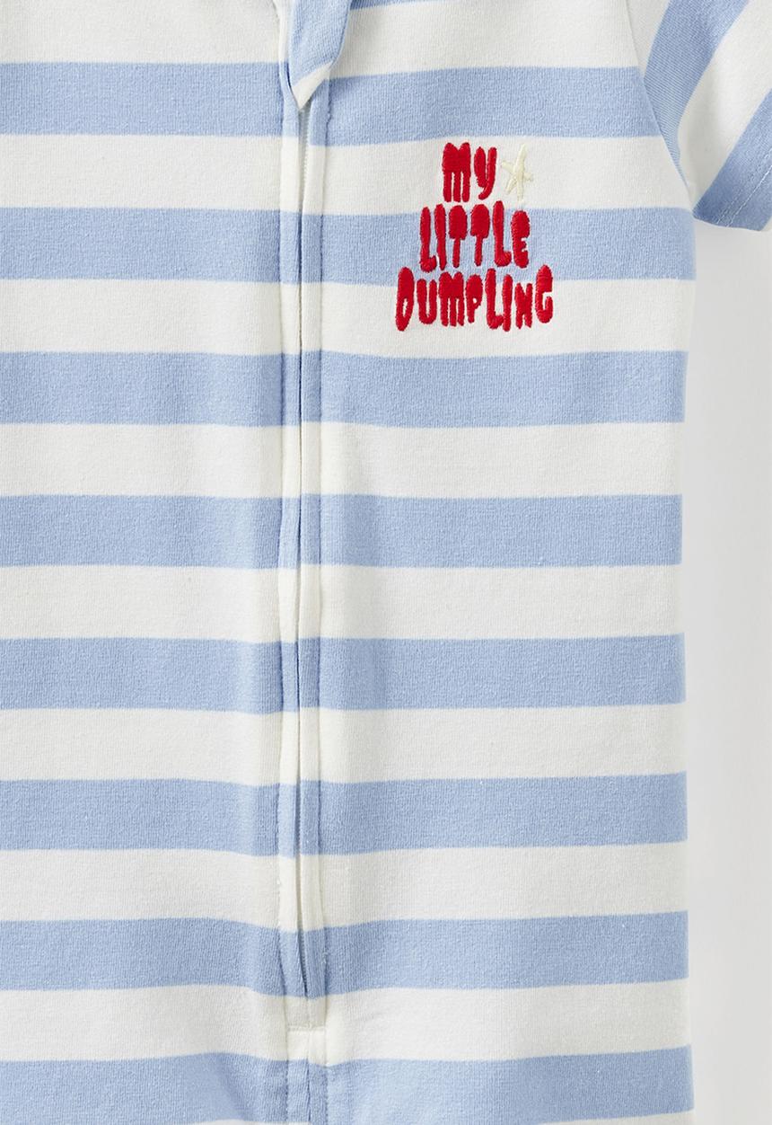 Cotton On - The Short Sleeve Zip Romper -  Dawn Blue/My Little Dumpling