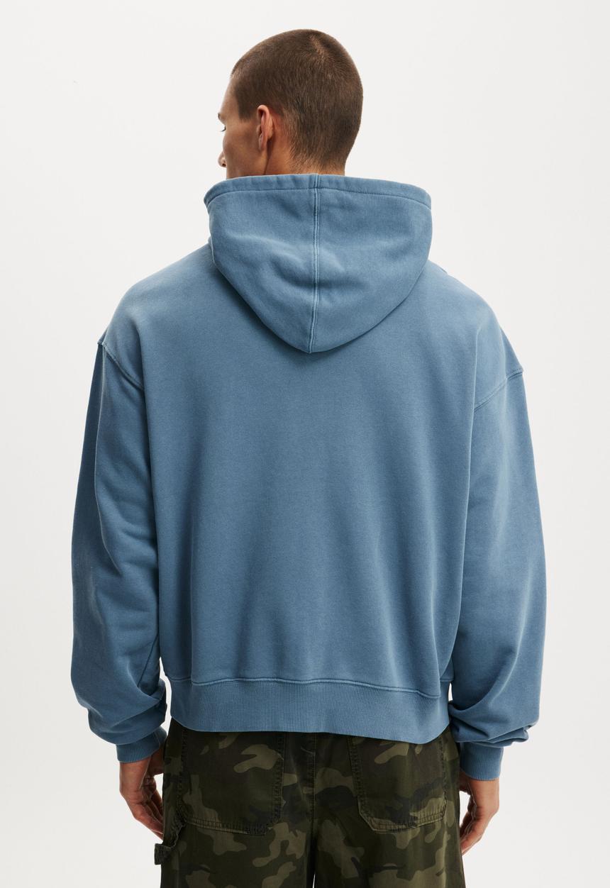 Cotton On - Cropped Zip Up Hoodie - Steel Blue Wash