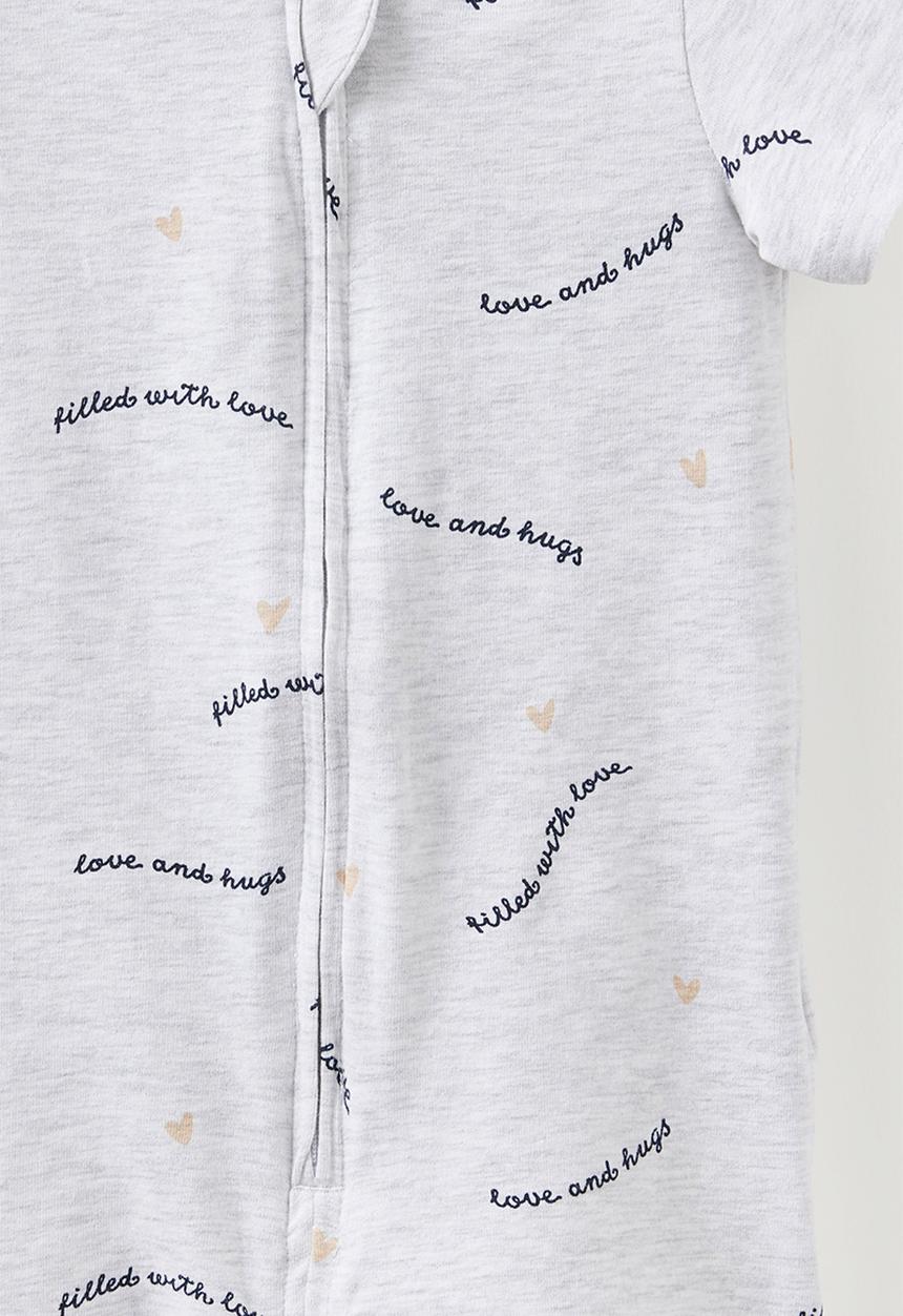 Cotton On - The Short Sleeve Zip Romper -  Snow Marley/Love & Hugs