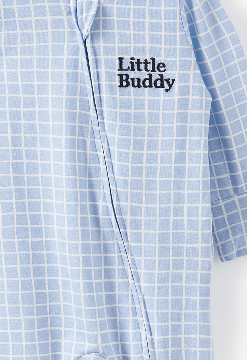 Cotton On - The Long Sleeve Zip Romper -  Dawn Blue/Little Buddy Grid