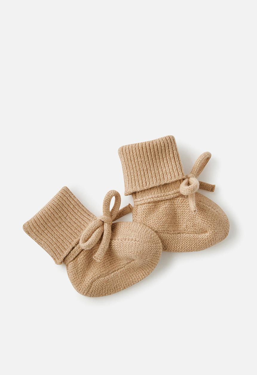 Cotton On - Organic Knit Booties - Latte Cream