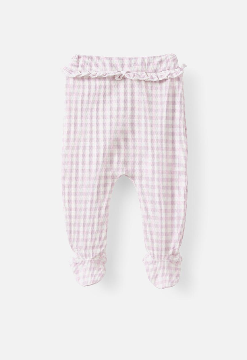 Cotton On - Organic Pointelle Footed Legging - Thistle/Gingham