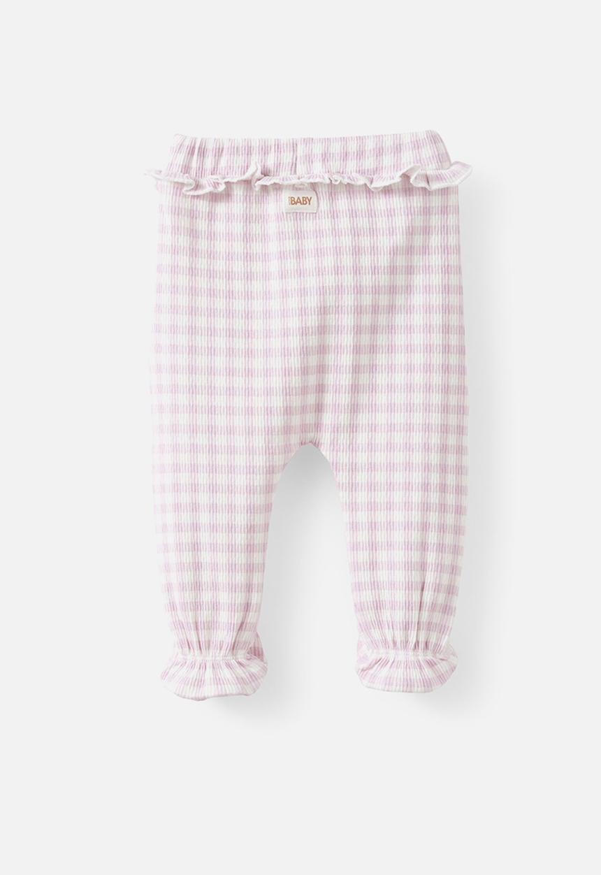 Cotton On - Organic Pointelle Footed Legging - Thistle/Gingham