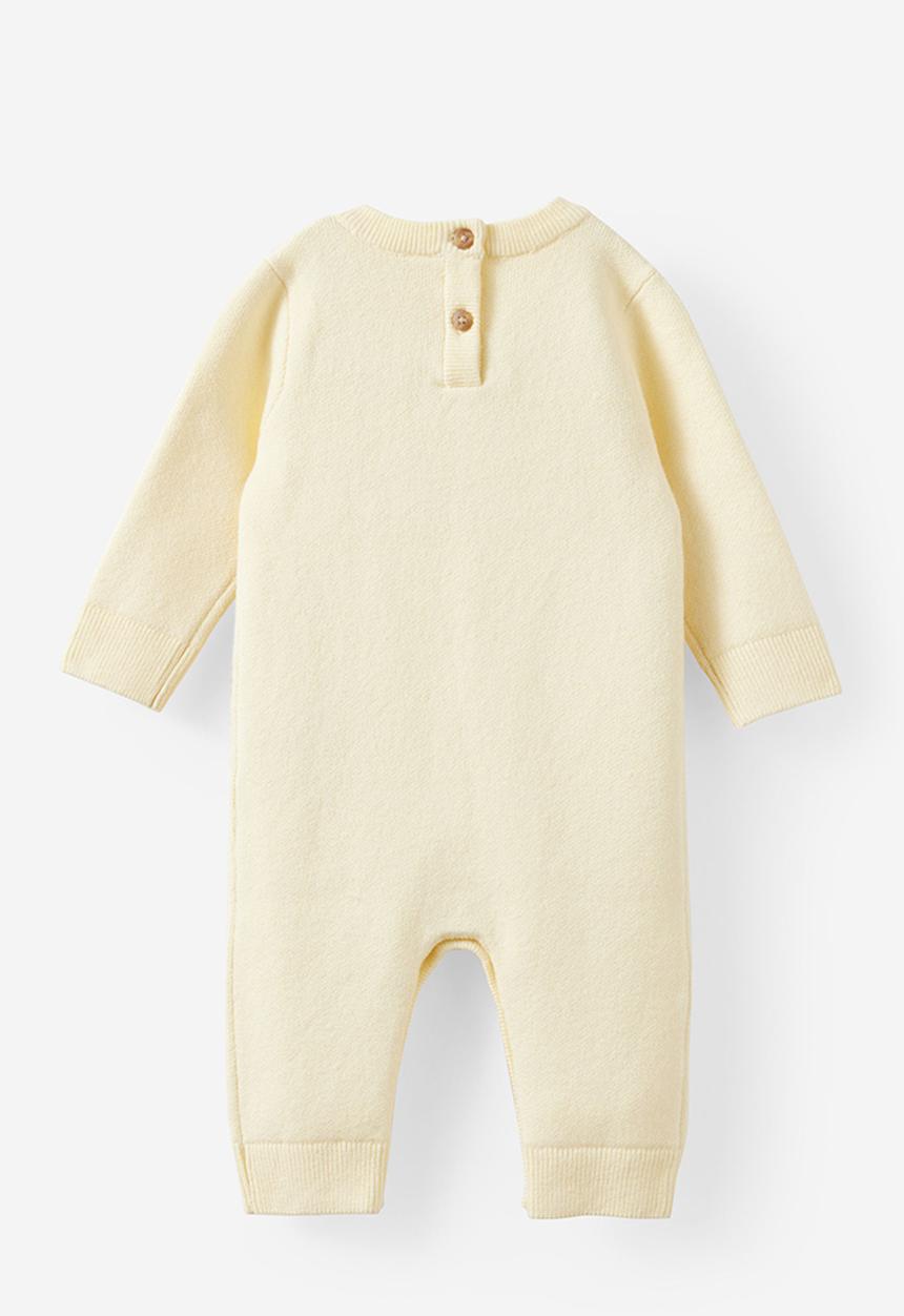 Cotton On - Organic Knit Long Sleeve All In One - Lemon Squash/Honey Bee