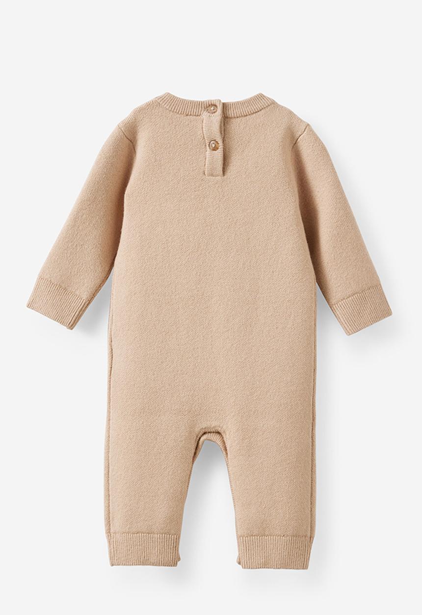 Cotton On - Organic Knit Long Sleeve All In One - Latte Cream/Mushroom