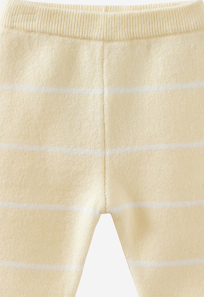 Cotton On - Organic Rib Knit Legging - Lemon Squash/Stripe