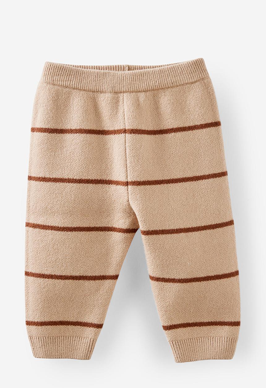 Cotton On - Organic Rib Knit Legging - Latte Cream/Double Stripe