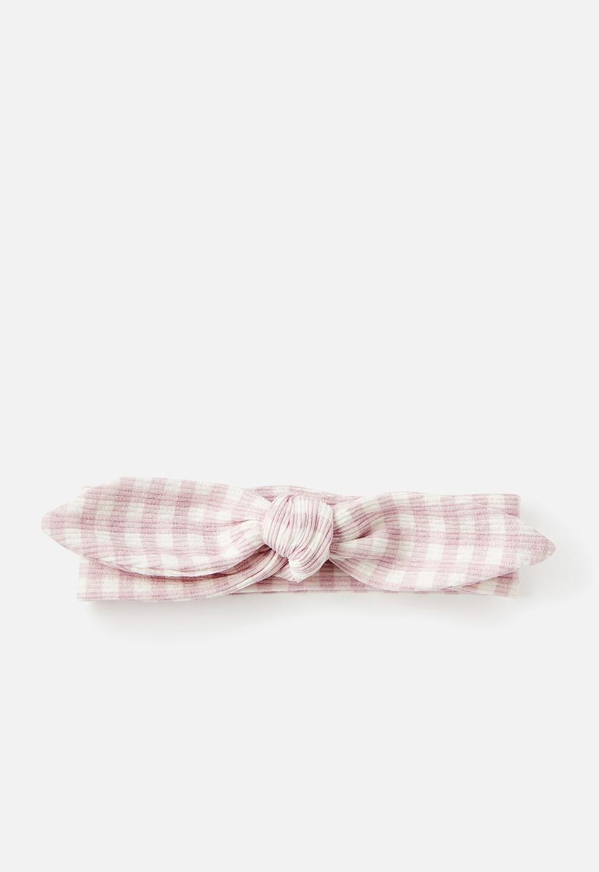Cotton On - Organic Bow Headband - Thistle/Gingham