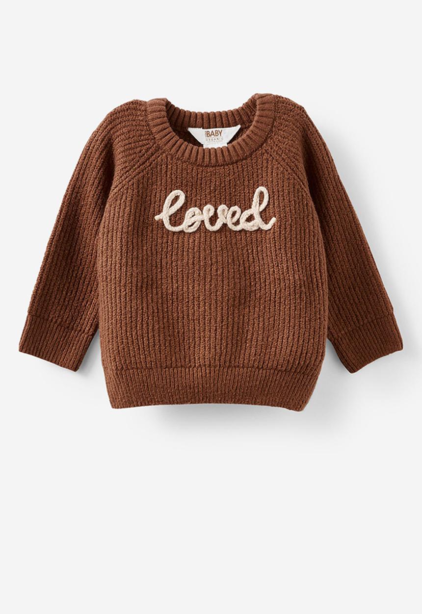 Cotton On - Organic Knit Sweater - Sepia Brown/Loved