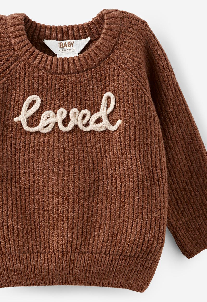 Cotton On - Organic Knit Sweater - Sepia Brown/Loved
