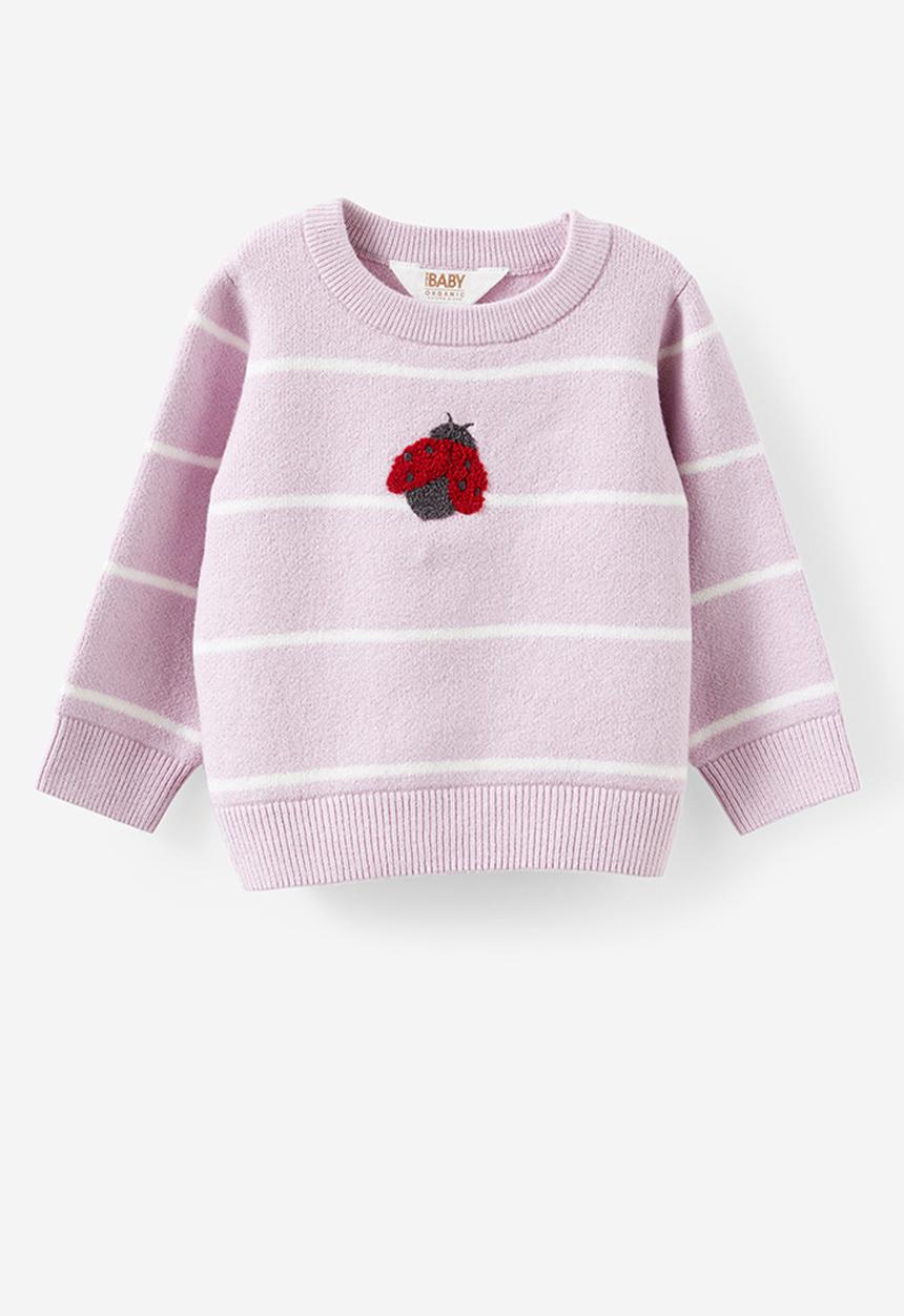 Cotton On - Organic Knit Sweater - Thistle/Double Stripe
