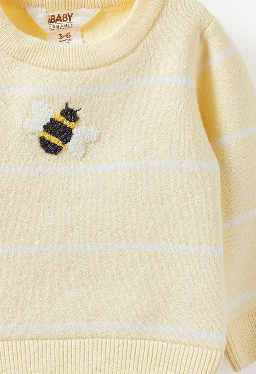 Cotton On - Organic Knit Sweater - Lemon Squash/Stripe