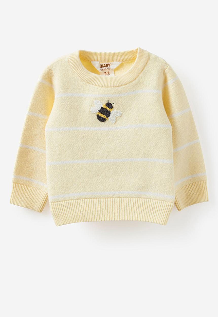 Cotton On - Organic Knit Sweater - Lemon Squash/Stripe