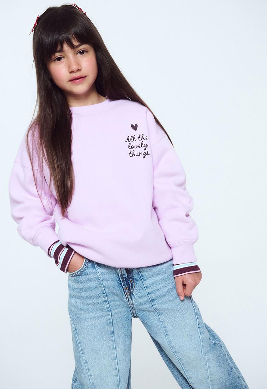 Cotton On - Sammy Oversized Crew - Pale Violet/All The Lovely Things