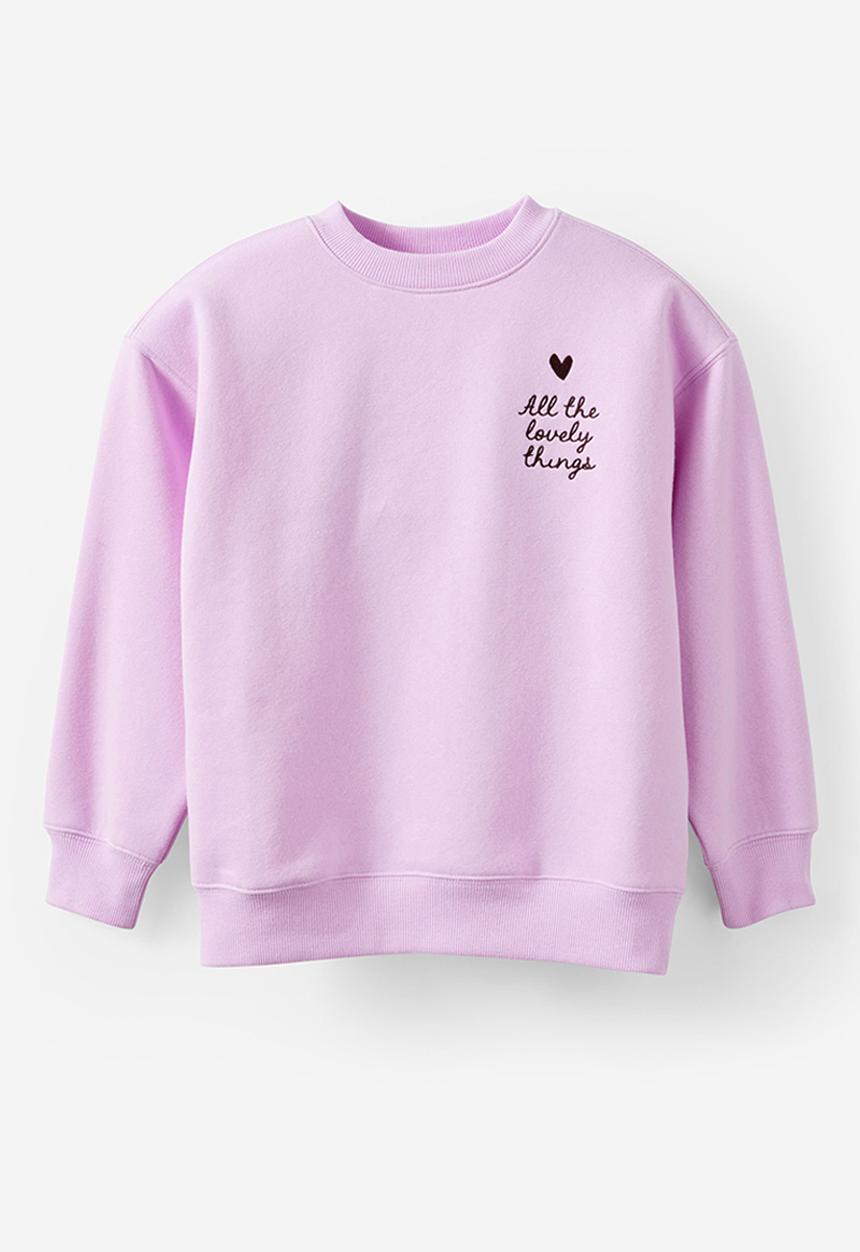 Cotton On - Sammy Oversized Crew - Pale Violet/All The Lovely Things