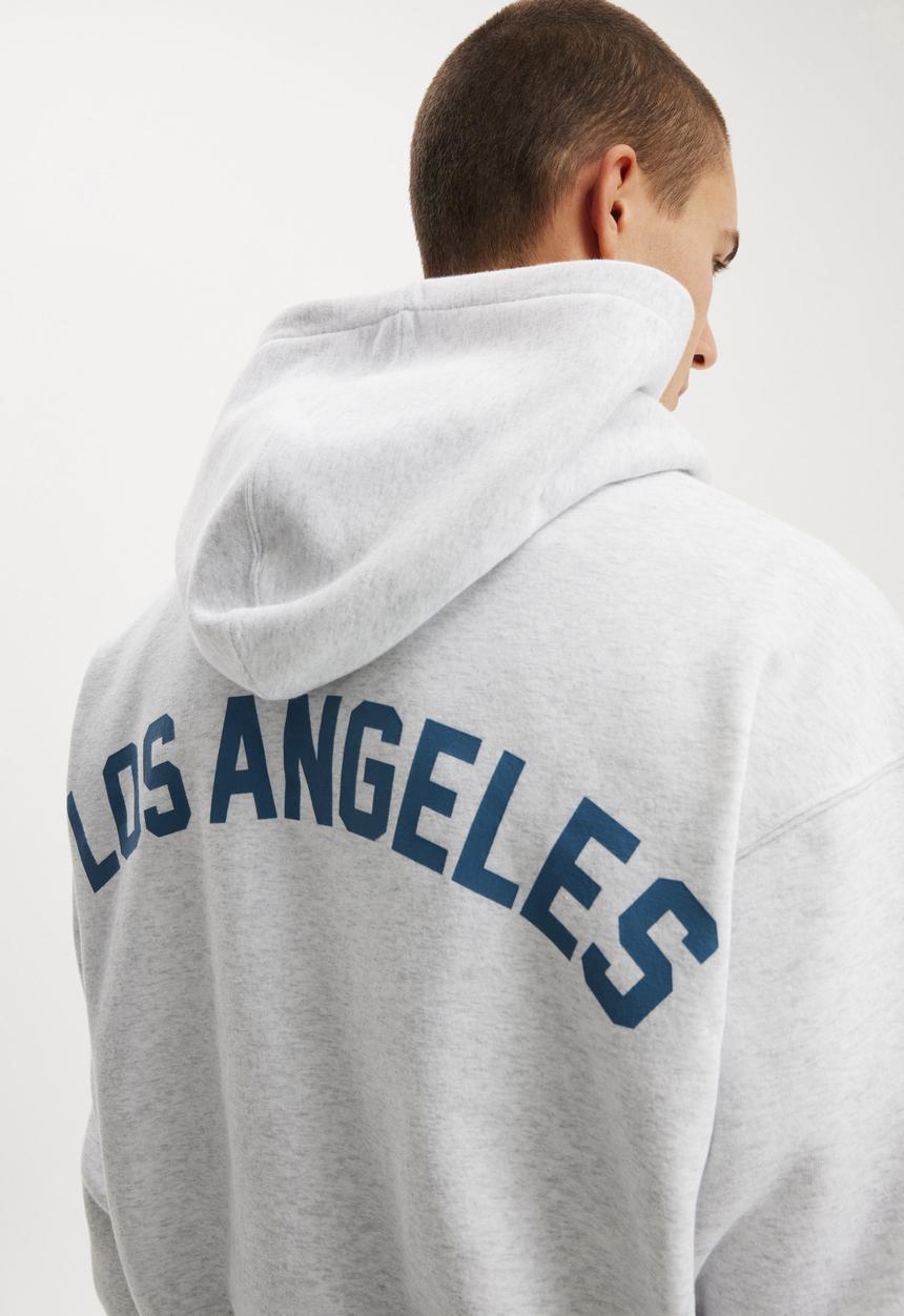 Cotton On - Box Fit Graphic Hoodie - Athletic Marle/Studio LA