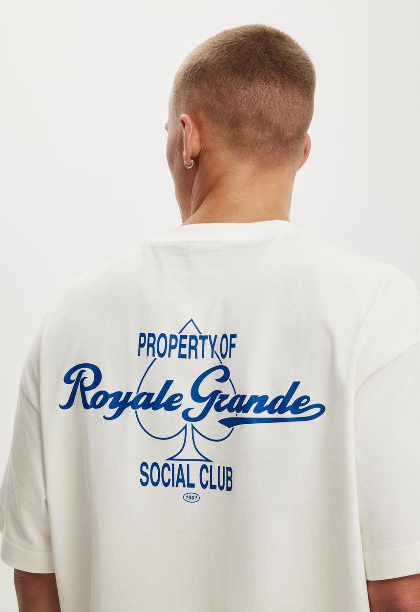 Cotton On - Box Fit Text T-Shirt - Vintage White/Royale Grande