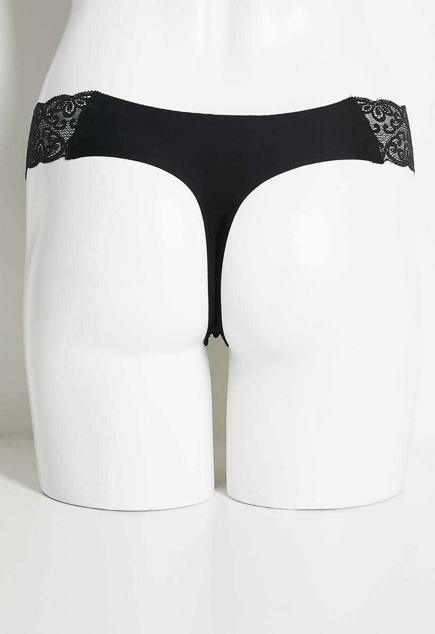 Cotton On - Party Pants Seamless G-String Brief 3Pk - Black/Cream/Violetblue