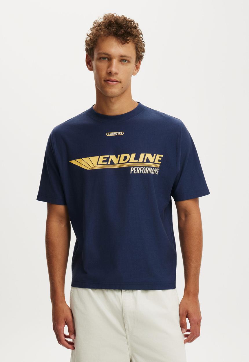 Cotton On - Cropped Fit Graphic T-shirt - Indigo/Endline