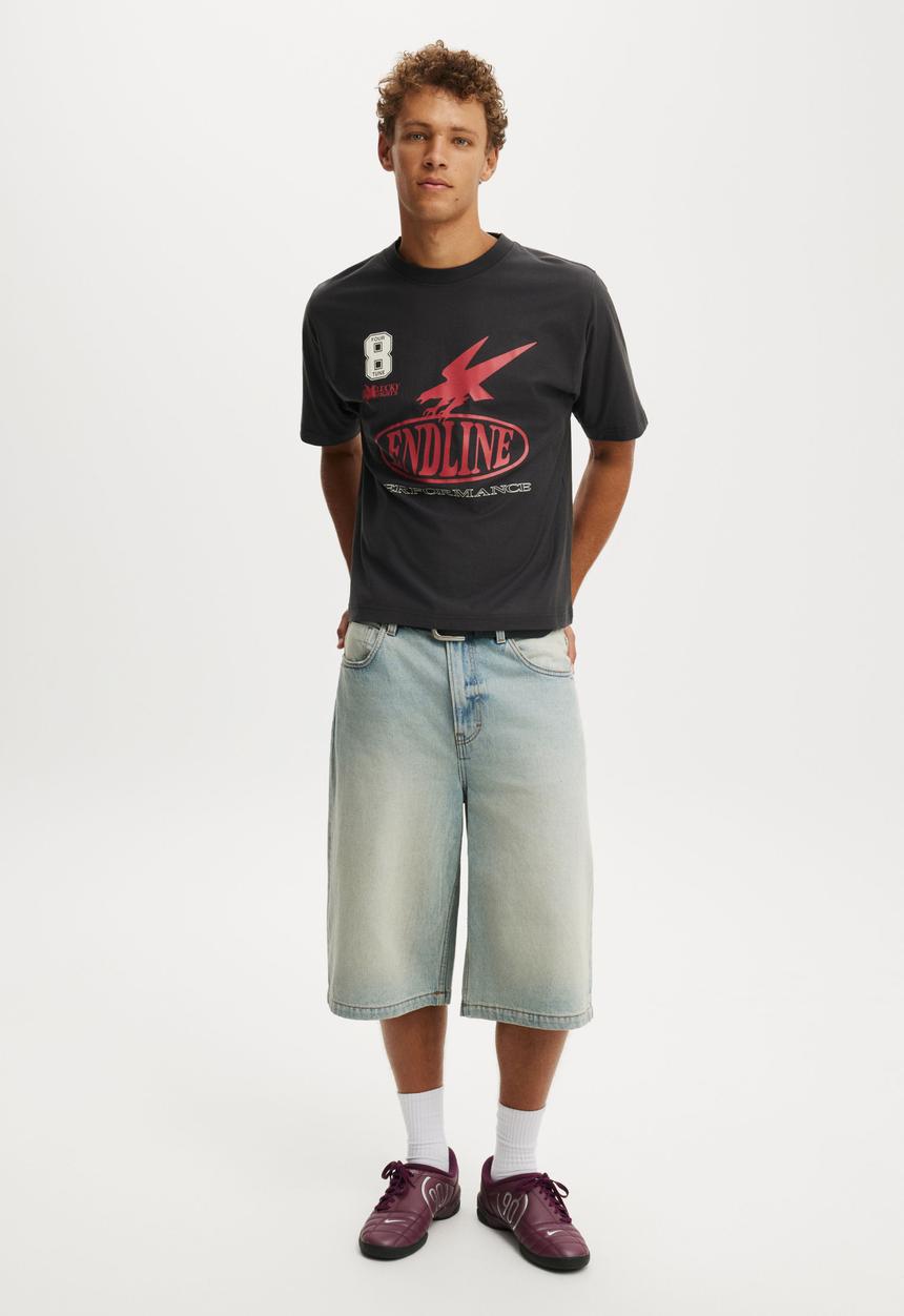 Cotton On - Cropped Fit Graphic T-shirt - Washed Black/Four Tune