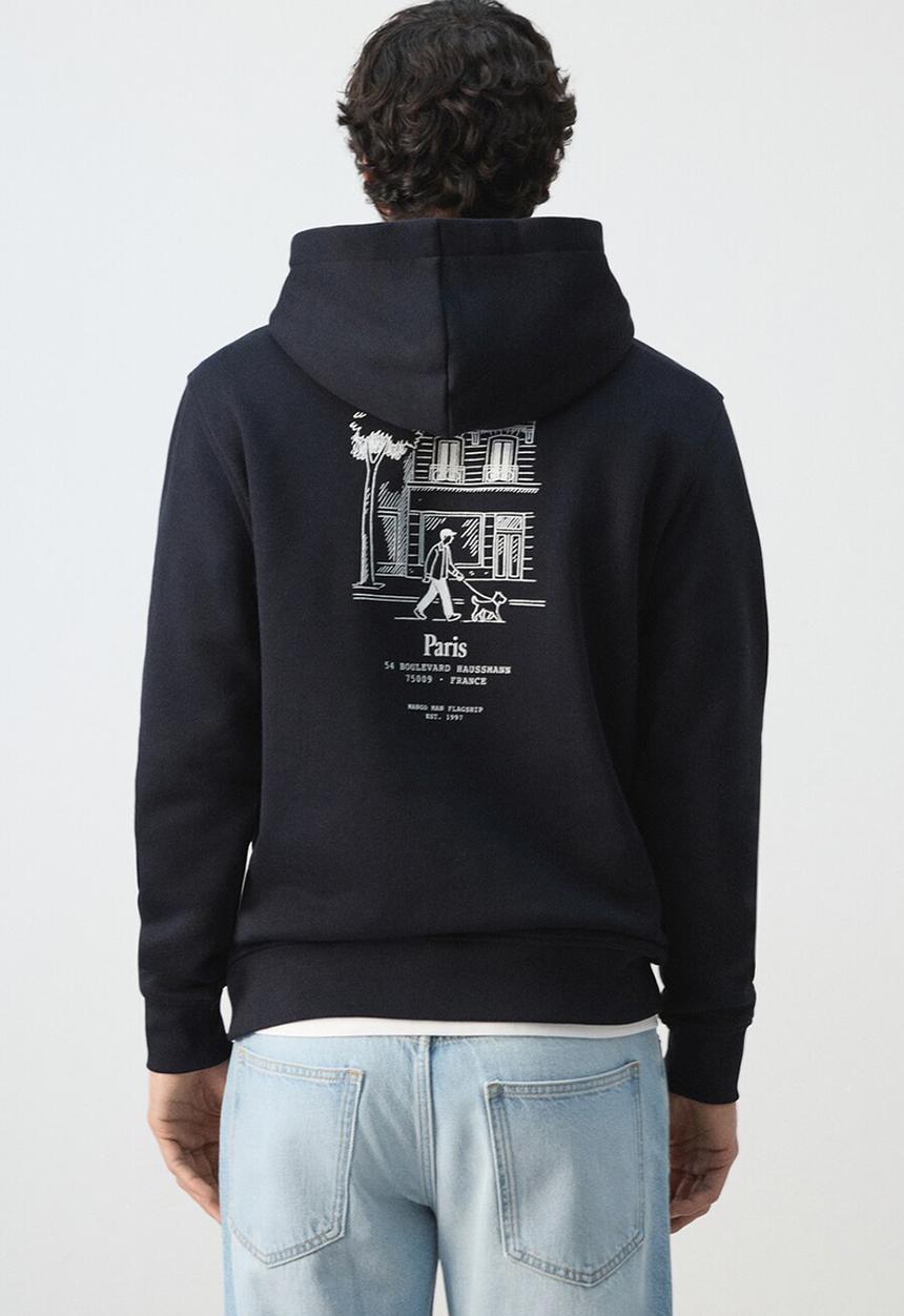 MANGO - Sweatshirt Paris 75009 Hoody - Navy
