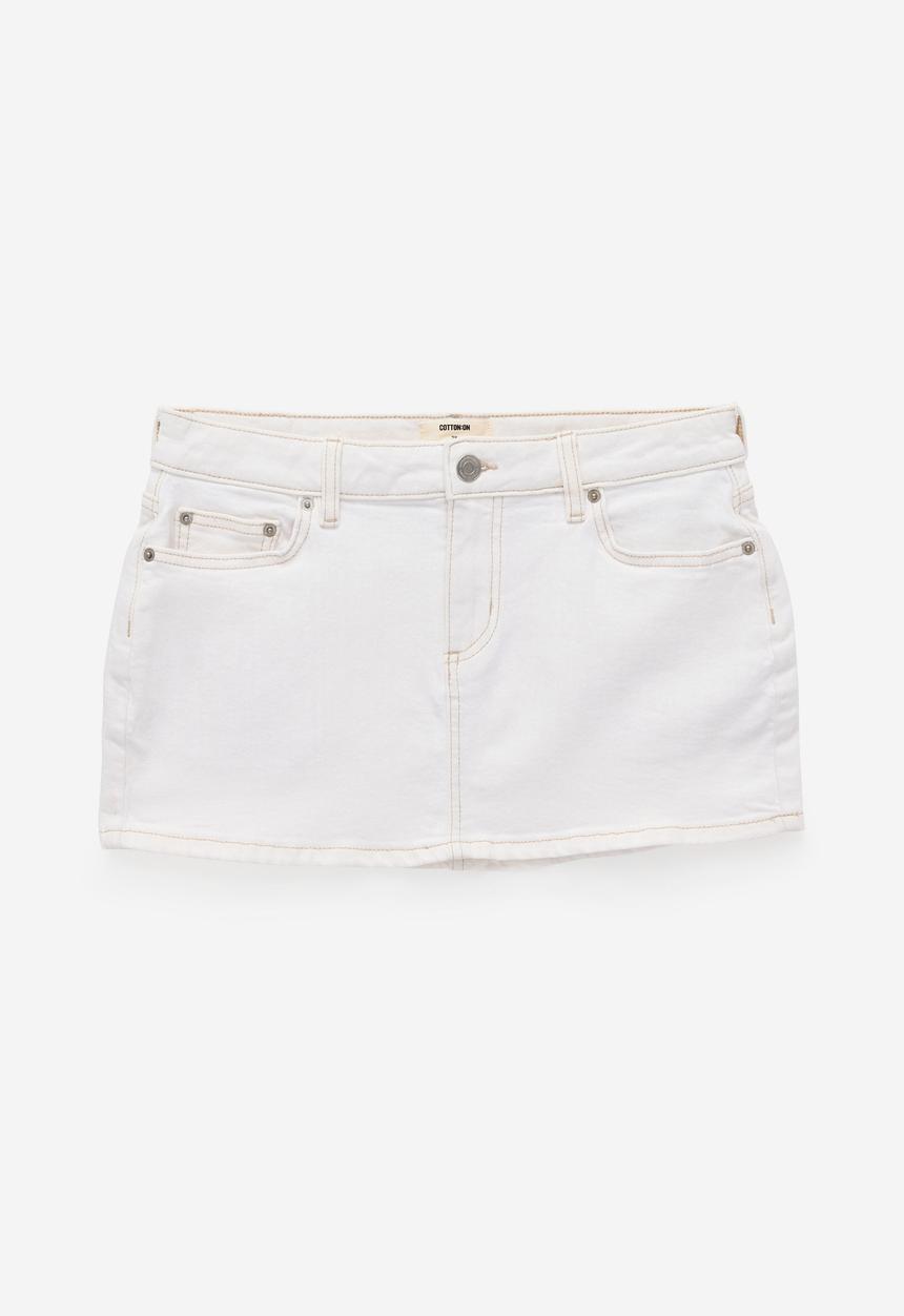 Cotton On - Micro low denim skirt - vintage white