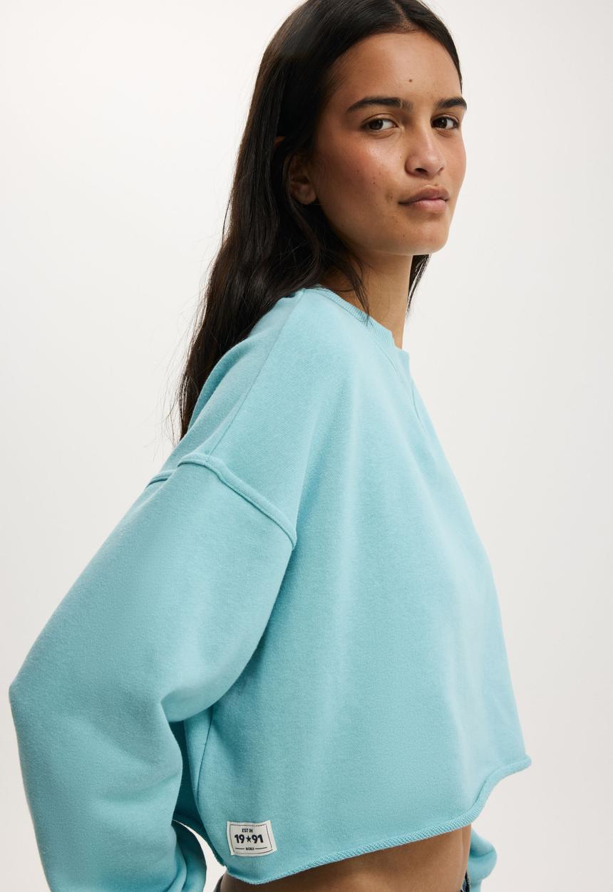 Cotton On - Cropped fleece sweatshirt - aquamarine