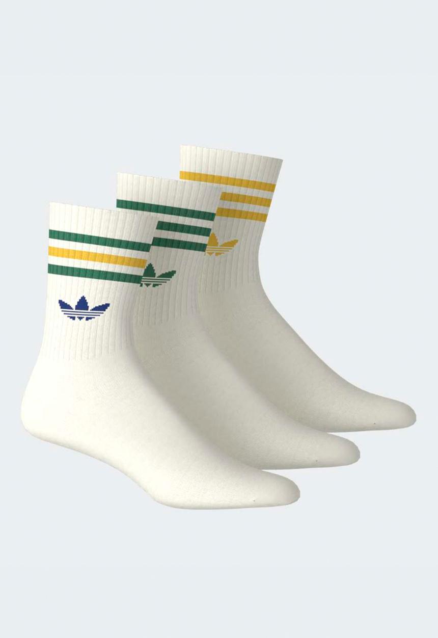 adidas Originals - 3-Stripes Crew Socks 3 Pairs- Off white/off white/off white