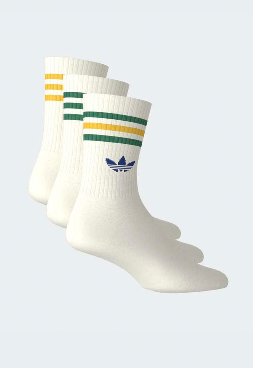 adidas Originals - 3-Stripes Crew Socks 3 Pairs- Off white/off white/off white