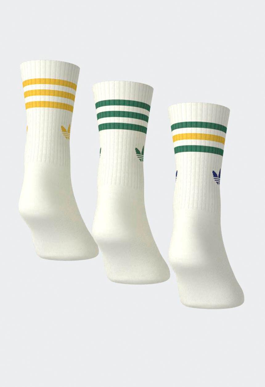 adidas Originals - 3-Stripes Crew Socks 3 Pairs- Off white/off white/off white