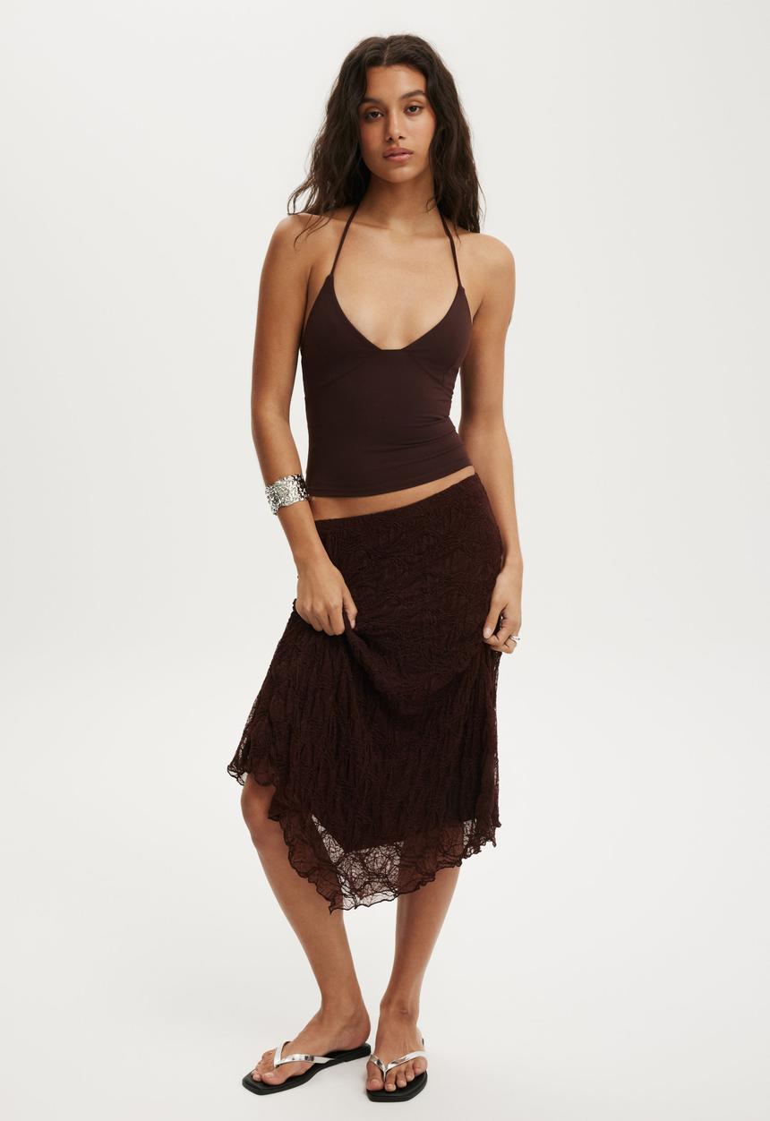 Cotton On - Sofia lace skirt - dark oak