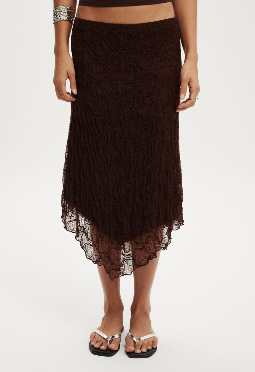 Cotton On - Sofia lace skirt - dark oak