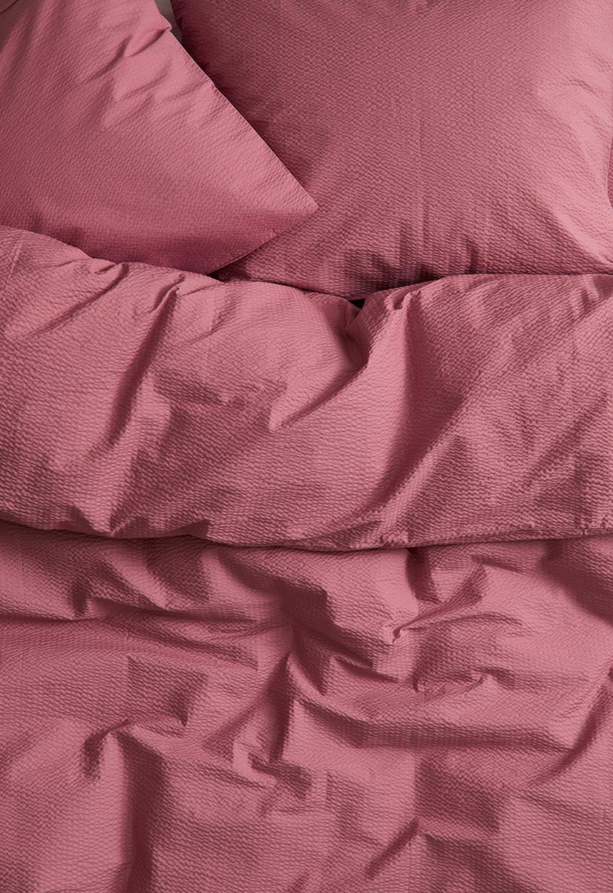 H&M - Seersucker double/king size duvet cover set - dark dusty pink