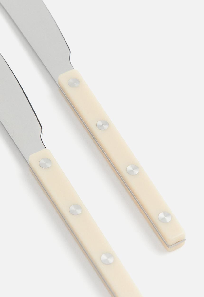 H&M - 2 Pack stainless steel butter knives - light beige