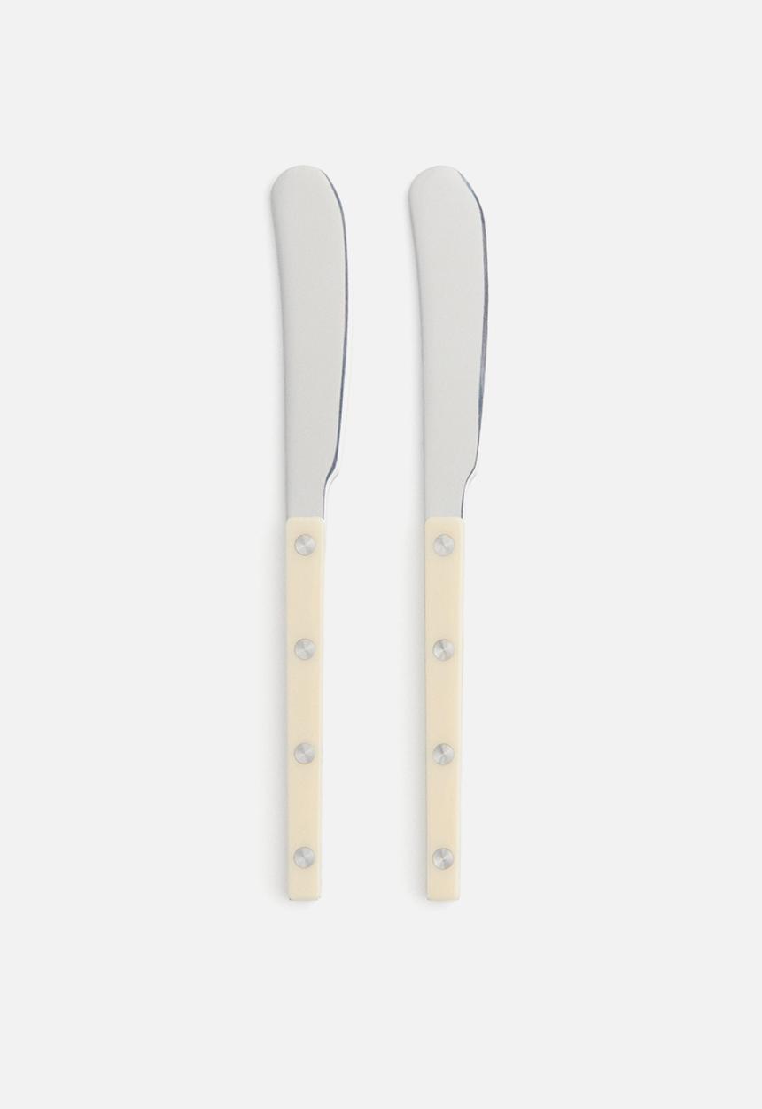 H&M - 2 Pack stainless steel butter knives - light beige