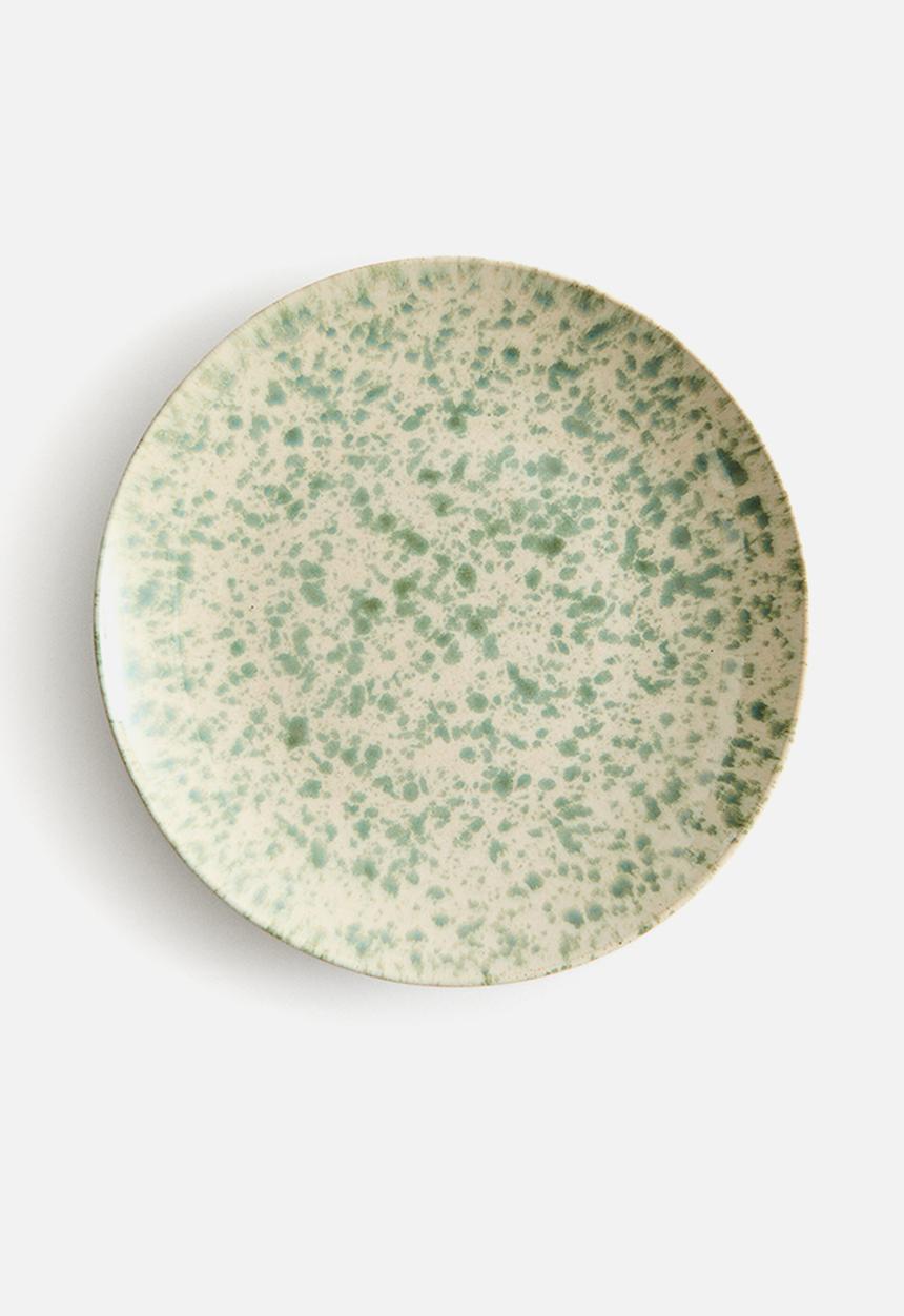 H&M - Stoneware starter plate - green/speckled
