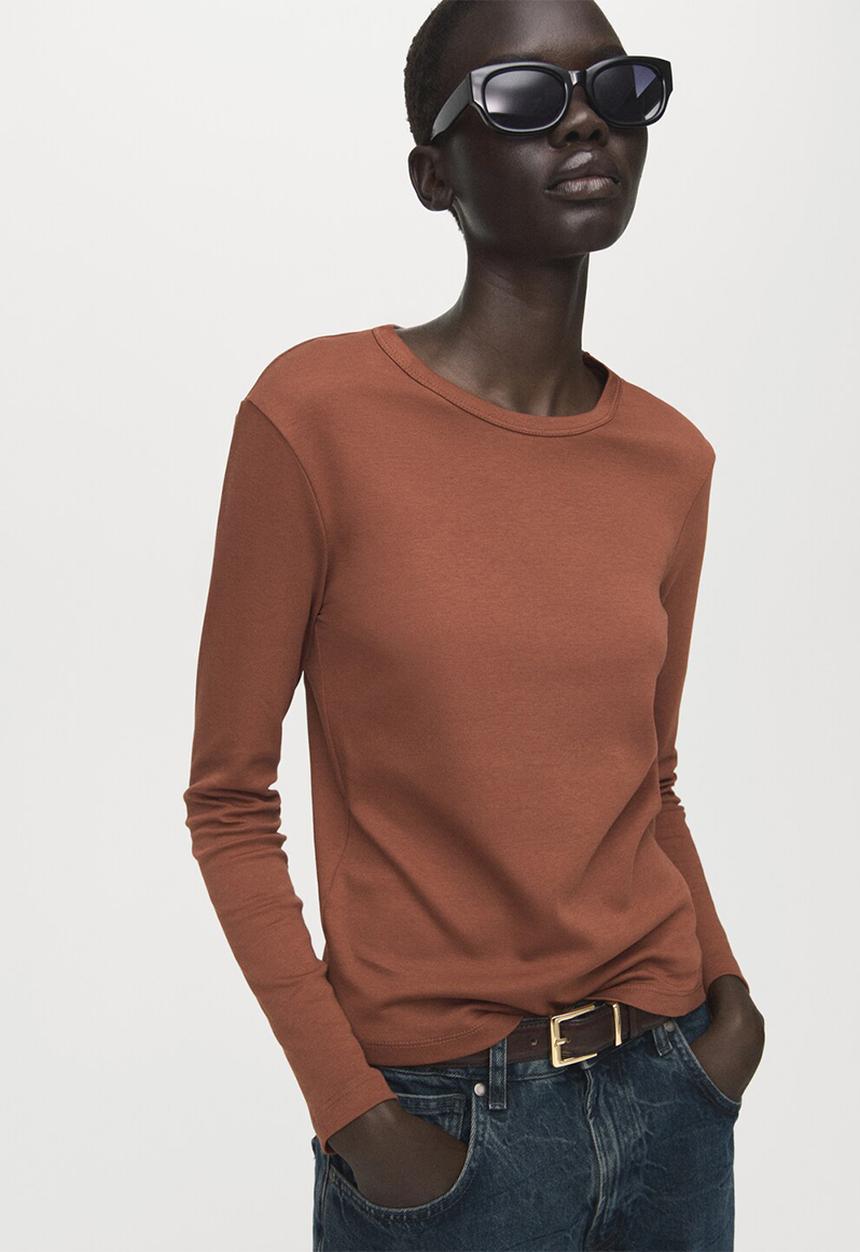 MANGO - T-shirt nisa - rust/copper