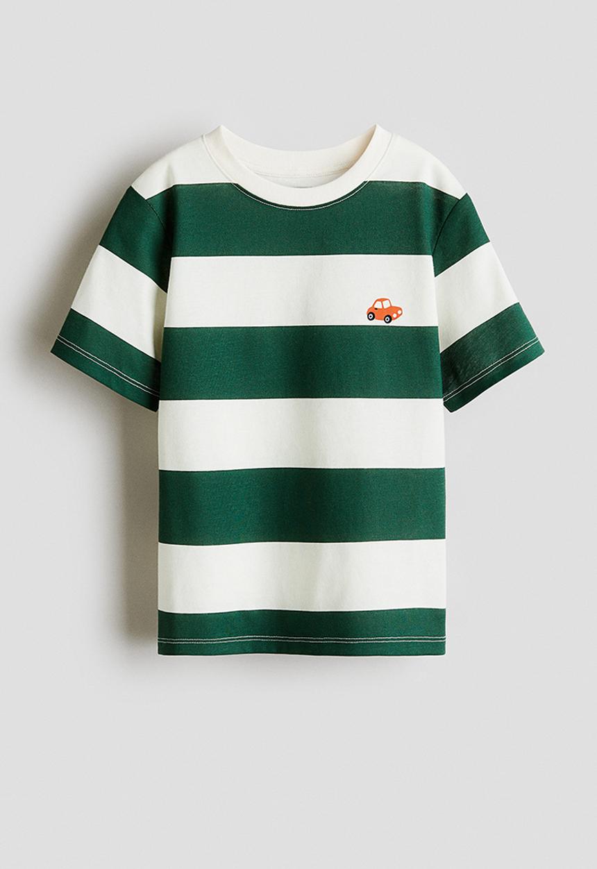 H&M - Printed t-shirt - green & white striped