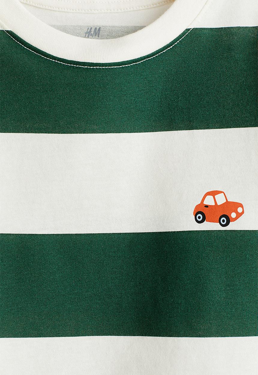 H&M - Printed t-shirt - green & white striped