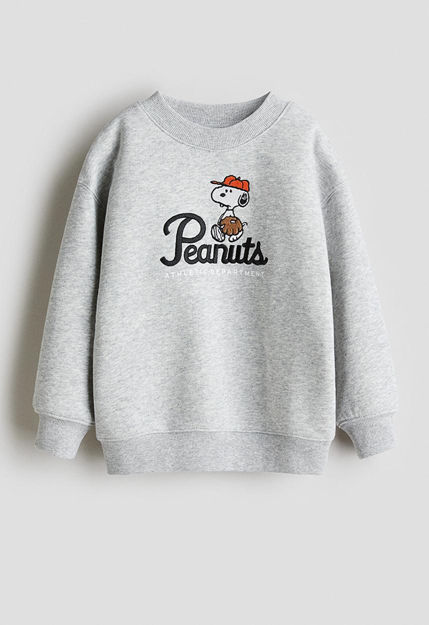 H&M - Oversized printed sweatshirt - light grey marl snoopy